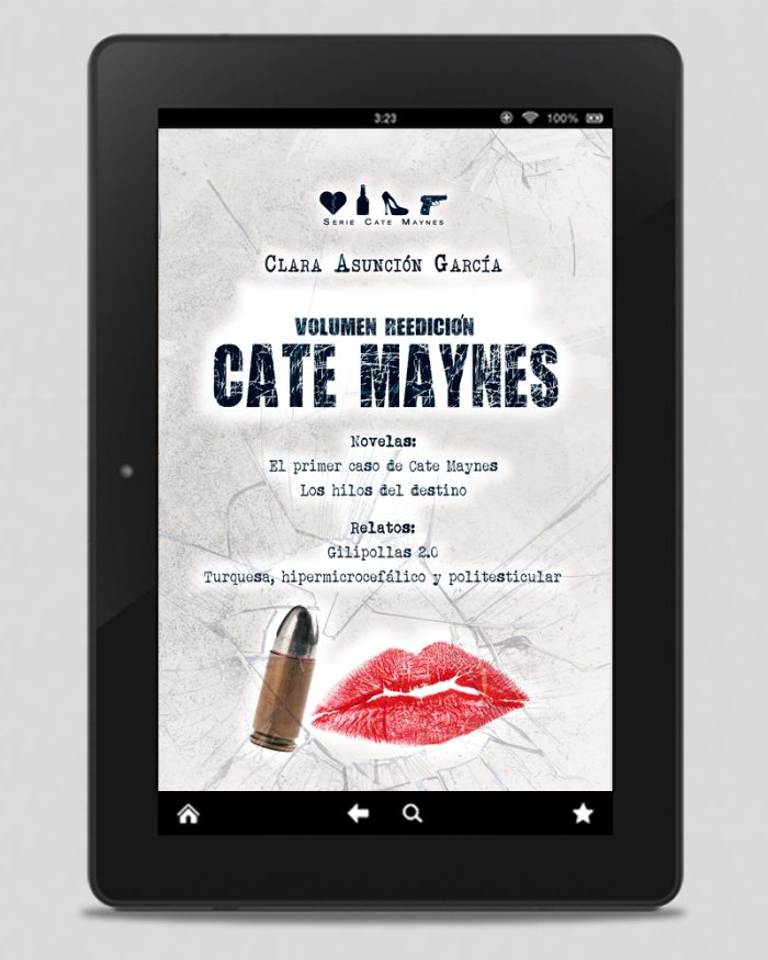 VOLUMEN REEDICIÓN CATE MAYNES Volumen que incluye las versiones reeditadas de las novelas El primer caso de Cate Maynes y Los hilos del destino, junto a los relatos Gilipollas 2.0 y Turquesa, hipermicrocefálico y politesticular.